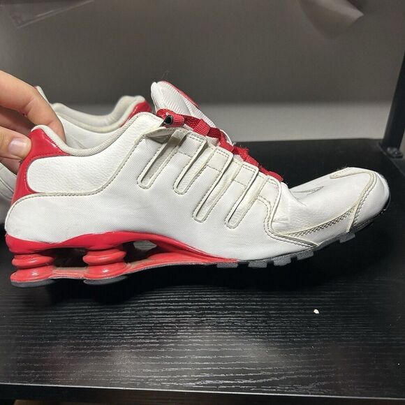 Nike Shox JX Sz 11 Leather White University Red Mens Running Sneakers 378341-110 - Picture 15 of 16